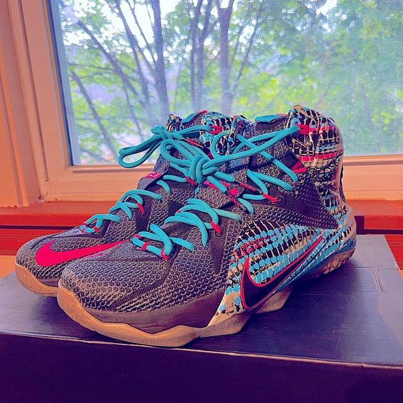 Nike Other - Sz 9.5 Nike Lebron “Lagoon” 12s Sz South Pink Blue Clean